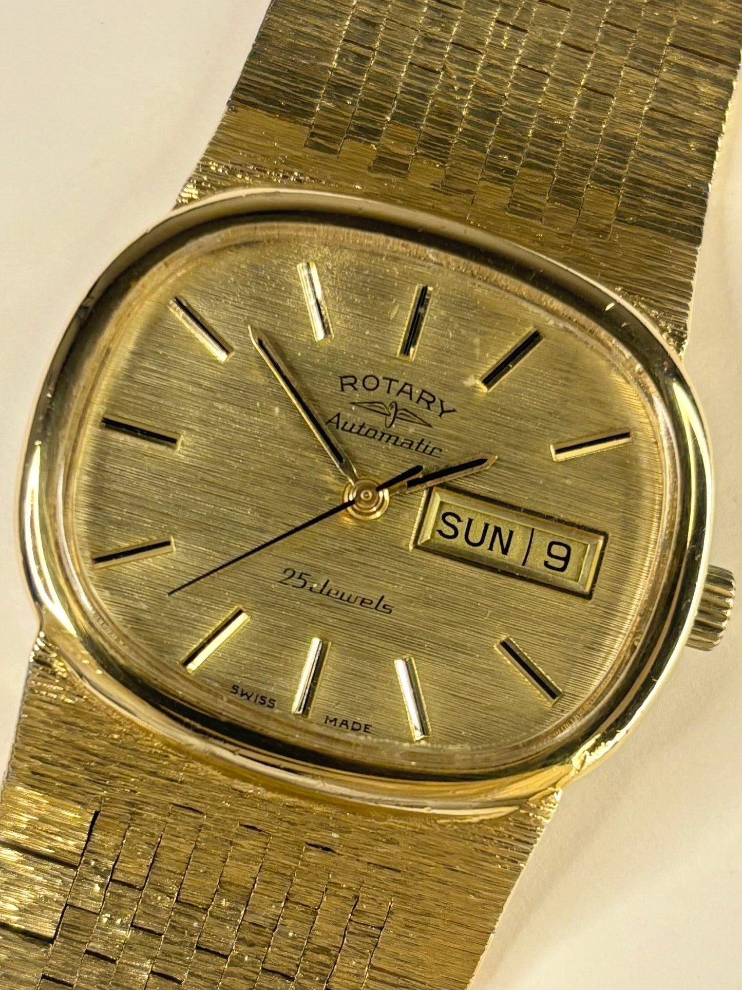 ROTARY Vintage 1970’s Men’s Automatic Day Date Gold Dress Watch - 544