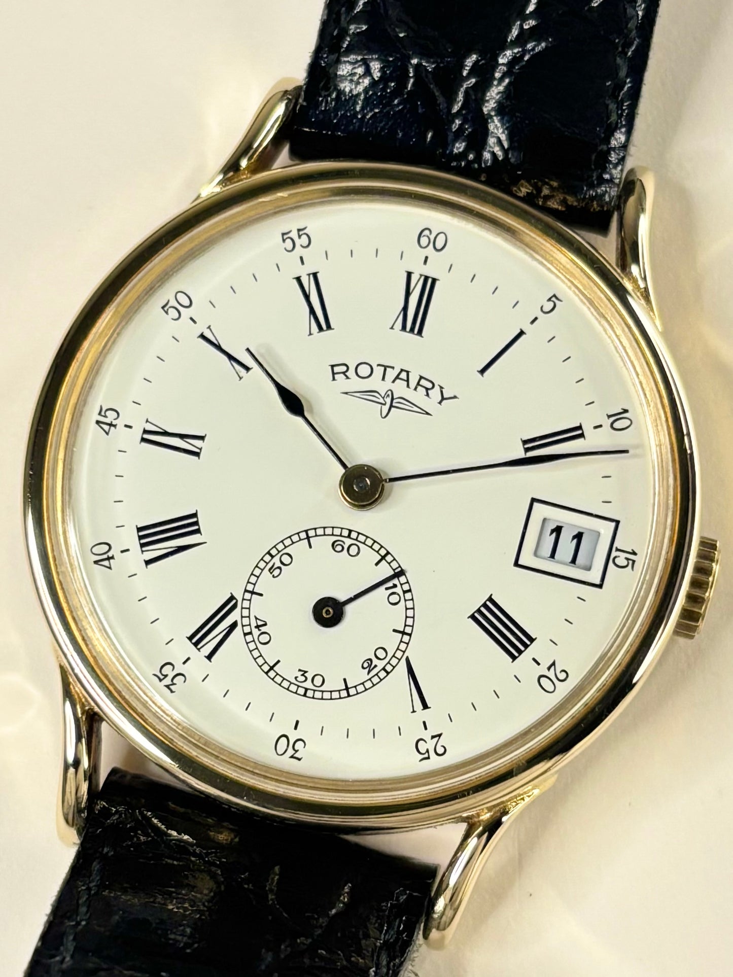 ROTARY Vintage 1960’s *BOX & PAPERS* Men’s Manual Gold Sub-Seconds Dress Watch