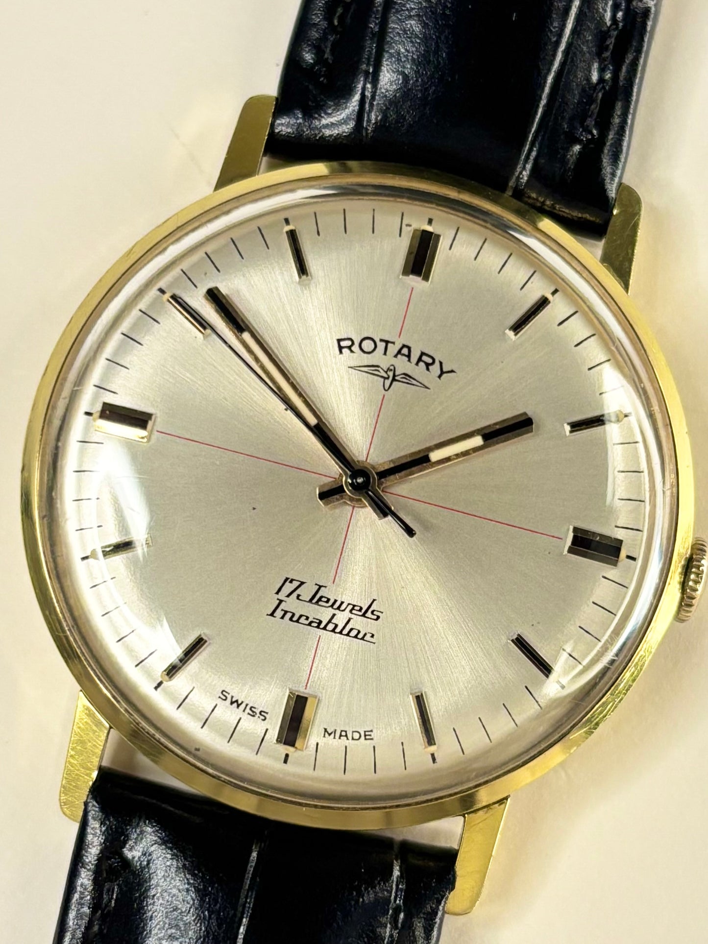 ROTARY Vintage 1960’s *BOXED* Men’s Manual Crosshair Dial Gold Dress Watch