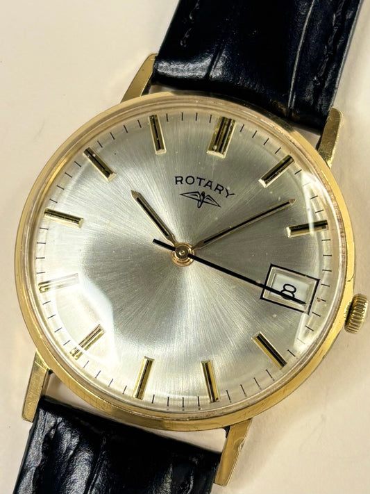 Rotary Vintage 1960’s Men’s Manual Sunburst Dial Date Gold Dress Watch - 421