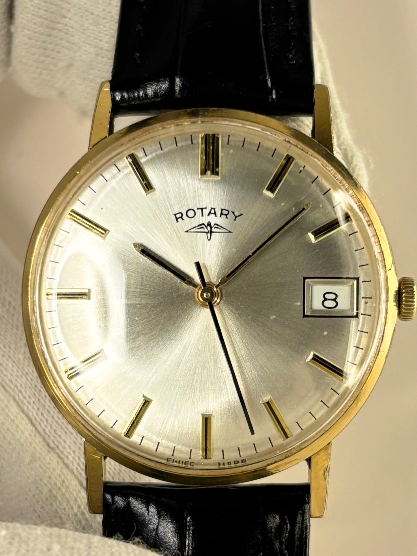 Rotary Vintage 1960’s Men’s Manual Sunburst Dial Date Gold Dress Watch - 421