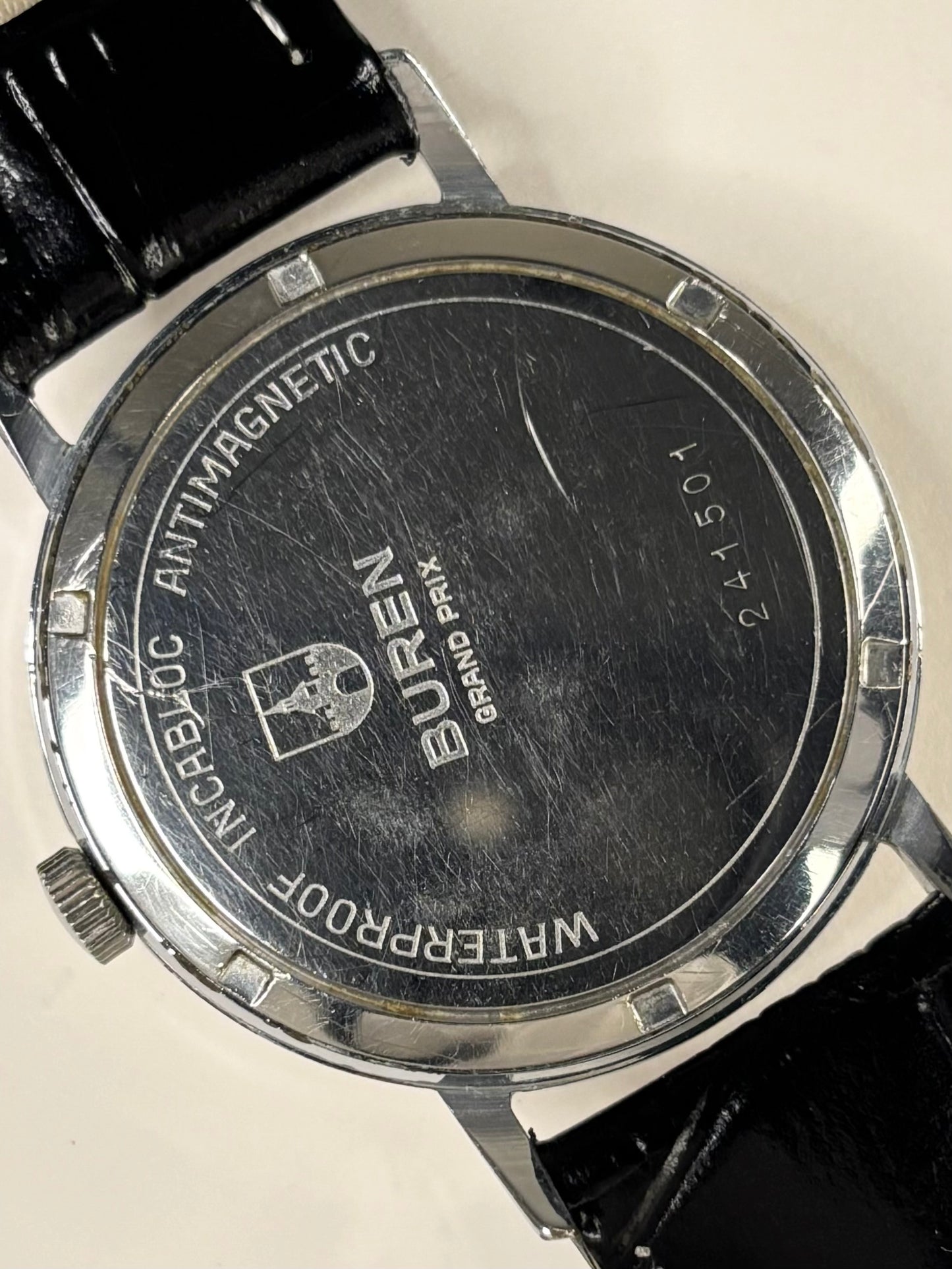BUREN Grand Prix Vintage 1950’s *BOXED* Men’s Manual Sub-Seconds Silver Dress Watch
