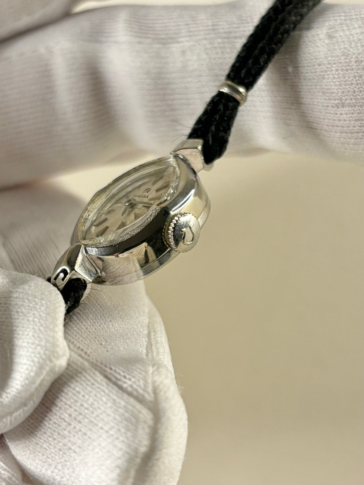 Omega 14K White Gold Ladies Vintage 1960’s Art Deco Manual Watch