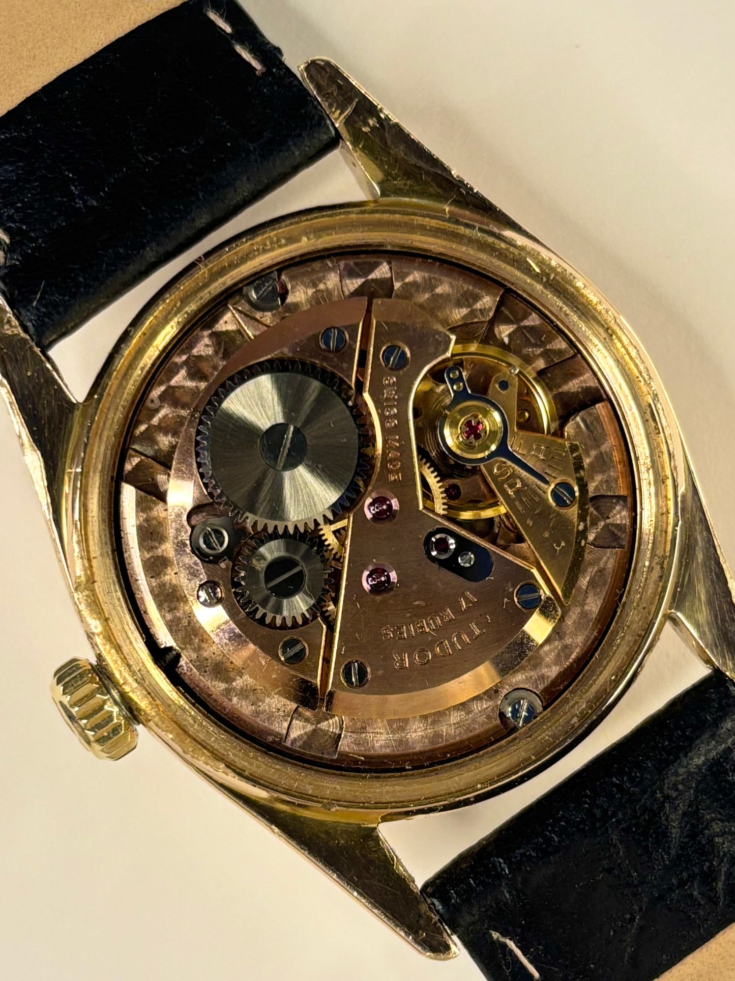 TUDOR OysterDate *RARE* Honeycomb Dial Rose Gold Vintage 1950’s Manual Men’s Dress Watch - 7919