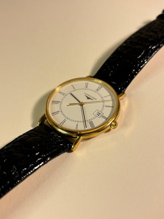 Longines 18ct Solid Gold Quartz Date Watch with Original Warranty L156.2