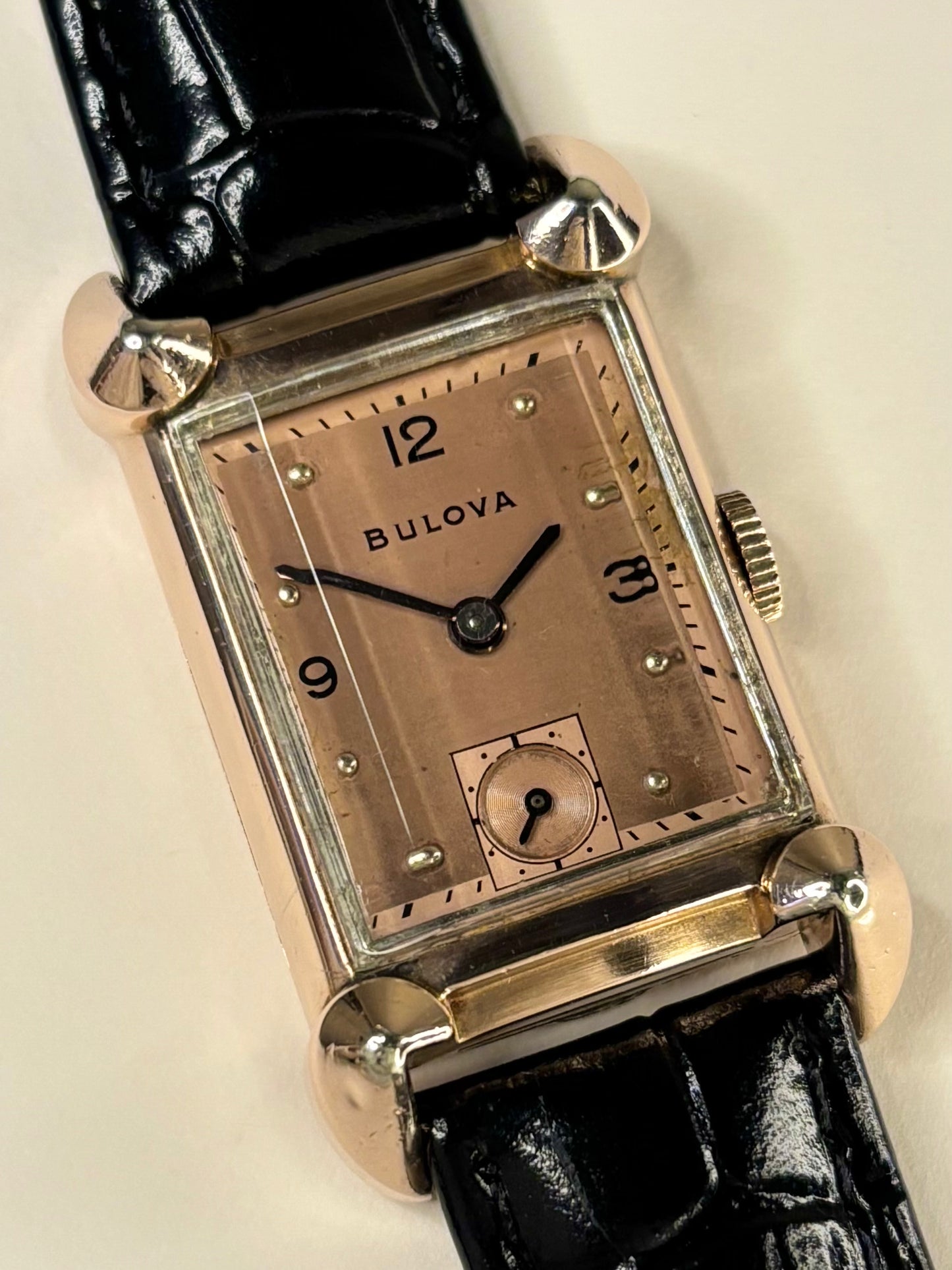 Bulova 14K Gold Filled *BOXED* Vintage 1950’s Men’s Manual Sub-Seconds Tank Watch - 7AK