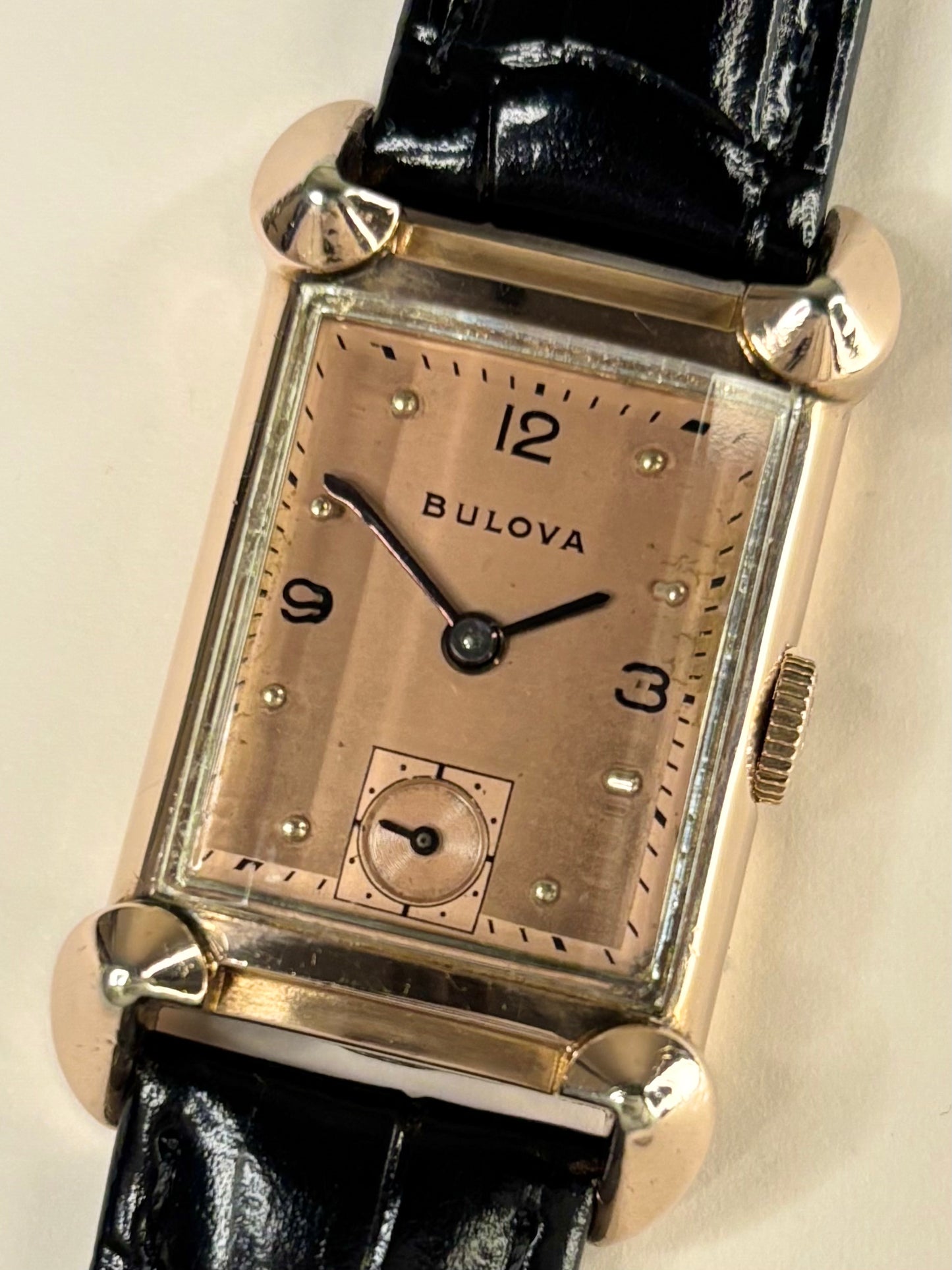 Bulova 14K Gold Filled *BOXED* Vintage 1950’s Men’s Manual Sub-Seconds Tank Watch - 7AK