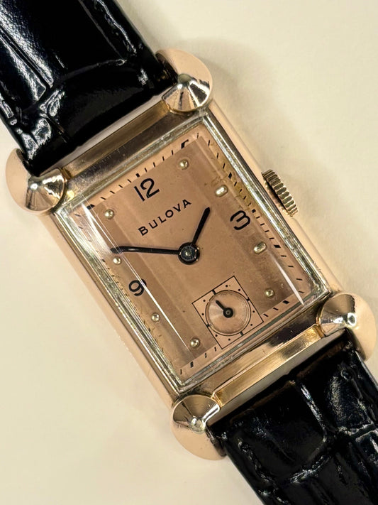 Bulova 14K Gold Filled *BOXED* Vintage 1950’s Men’s Manual Sub-Seconds Tank Watch - 7AK