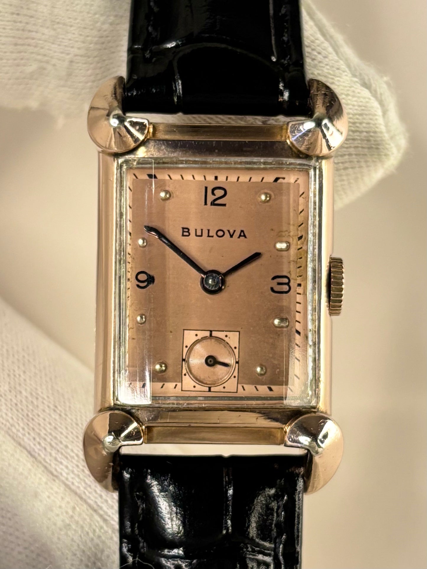 Bulova 14K Gold Filled *BOXED* Vintage 1950’s Men’s Manual Sub-Seconds Tank Watch - 7AK