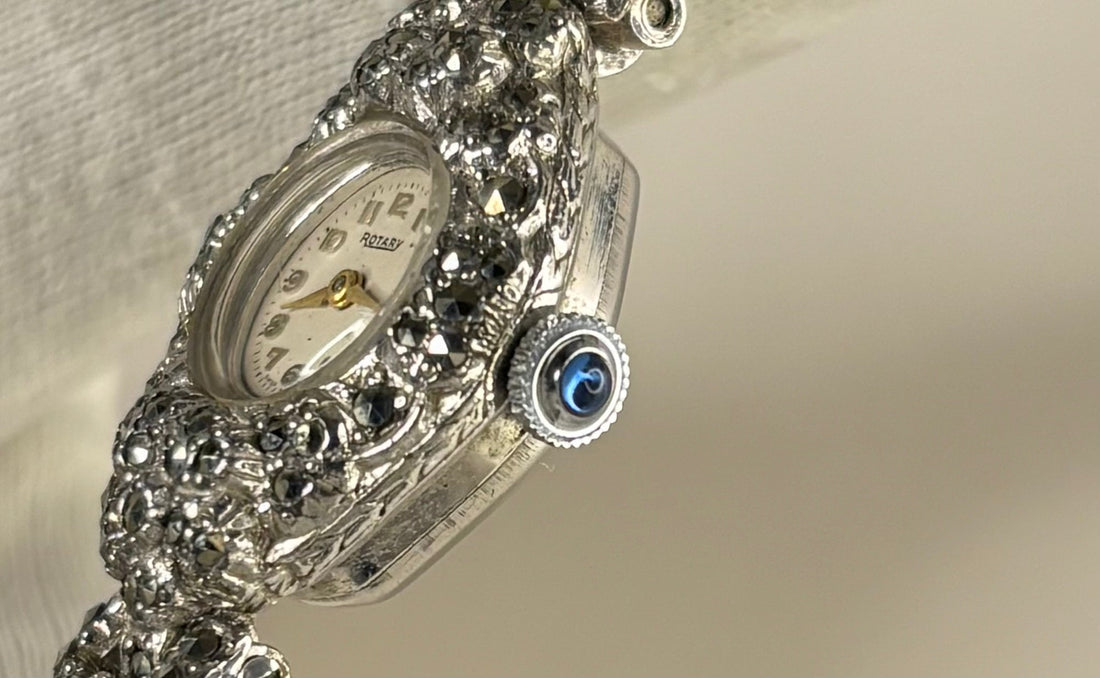 1970s cabochon crown on a rotary ladies watch 