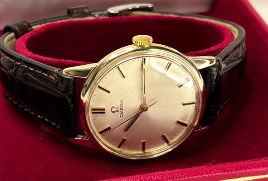 omega vintage 1960s 9k gold dress watch in its original box