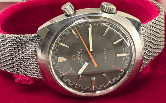 omega 1960s chronostop vintage chronograph watch in box