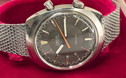 omega vintage 1960s chronostop mens silver watch in box