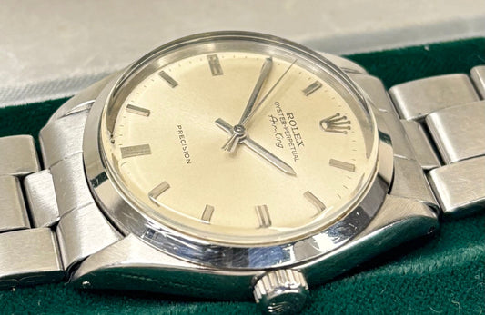 rolex 1960s air king vintage mens watch in box, with papers, Reference 5500