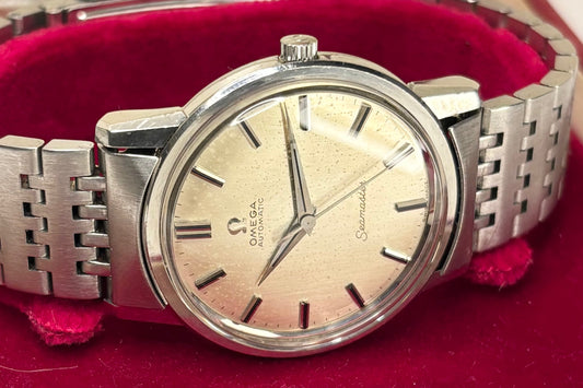 Omega Seamaster vintage 1970s silver watch with a speidel expanding bracelet fitted