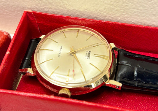smiths vintage 1960s mens gold dress watch in box