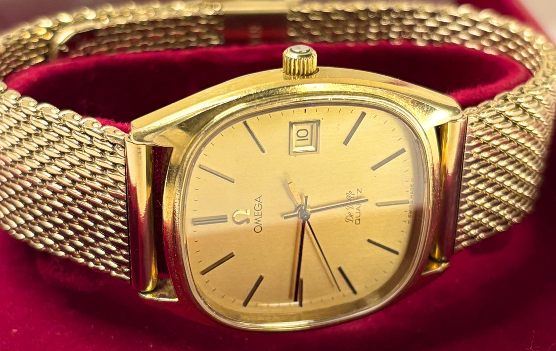 omega vintage 1970s gold dress watch, with mineral crystal 