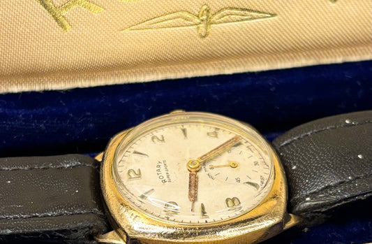 vintage 1930s rotary cushion watch in box