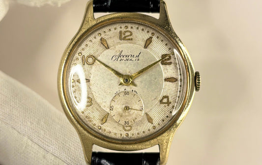 accurist 1950s guilloche dial dress watch