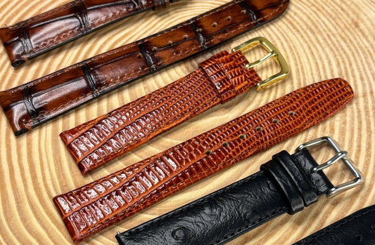 selection of grain leather watch straps premium handmade