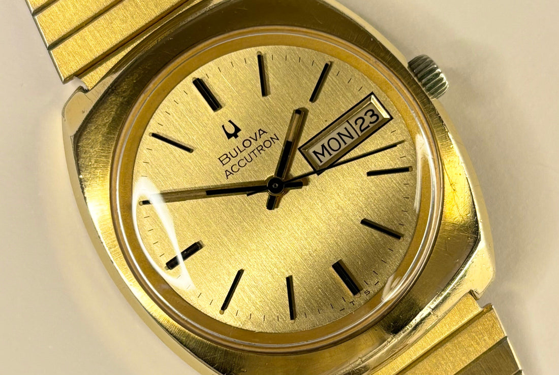 bulova accutron vintage mens 1970s gold watch