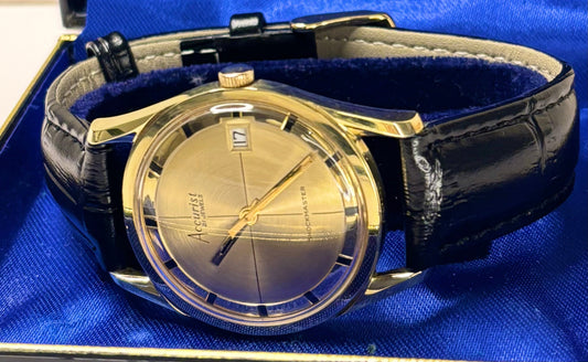 accurist vintage 21 jewels gold dress watch in box