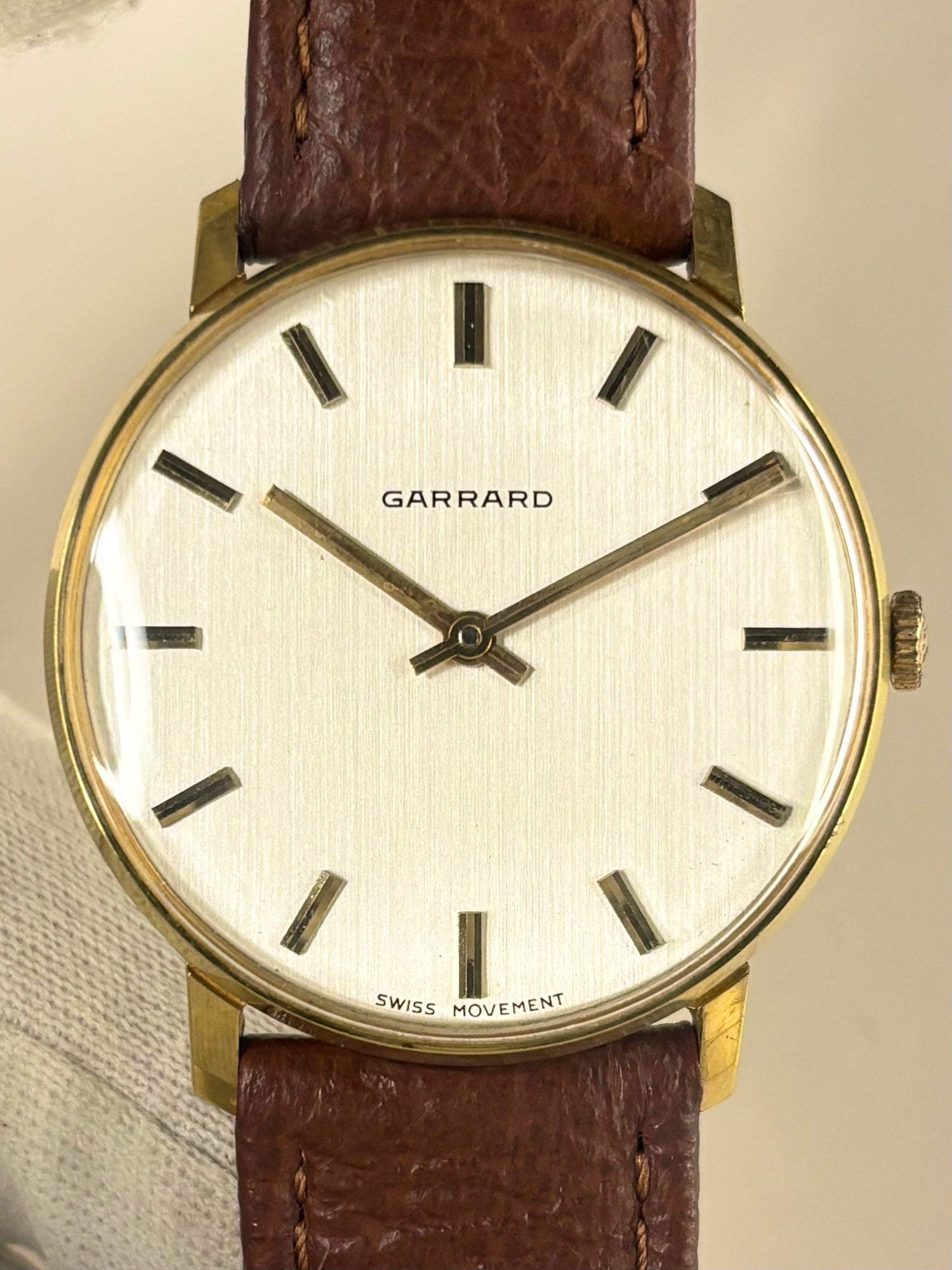 Vintage Garrard manual timepiece – c.1972 men's gold-plated dress watch in great condition with only minor age-appropriate marks.