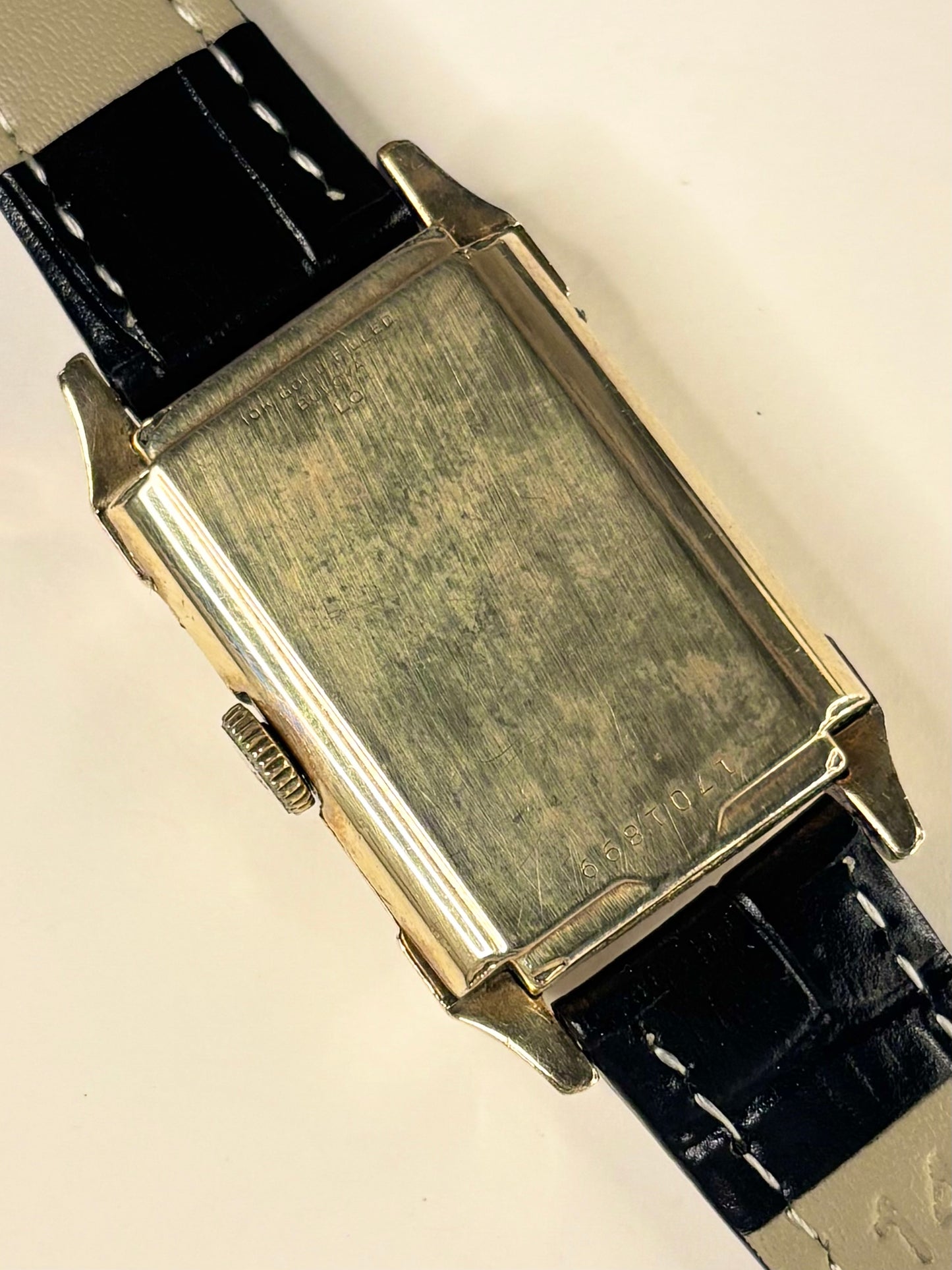 BULOVA 10K Gold Filled Vintage 1950’s *+BOX&PAPERS* Men’s Manual Tank Dress Watch