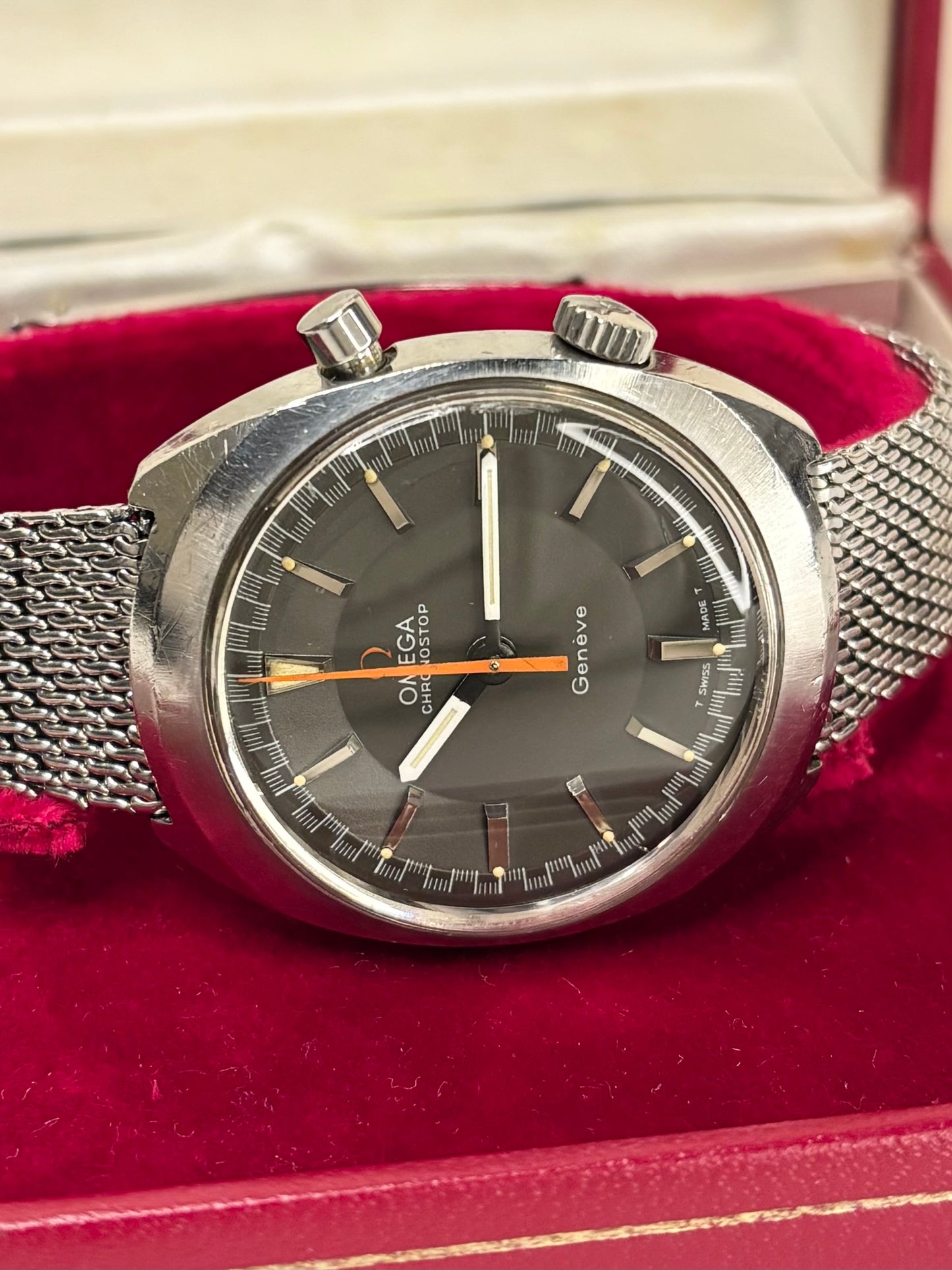 OMEGA Geneve Chronostop *+BOX* Vintage 1960’s Men’s Manual Silver Watch - 145.009