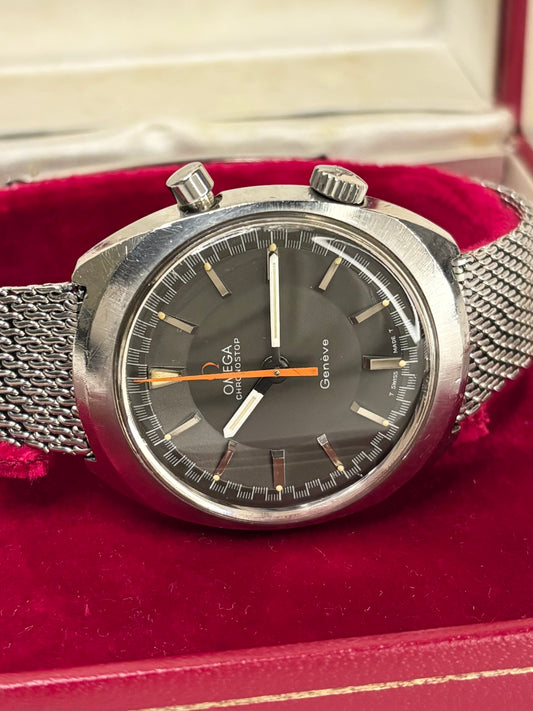 OMEGA Geneve Chronostop *+BOX* Vintage 1960’s Men’s Manual Silver Watch - 145.009