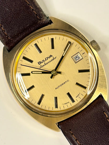 BULOVA Ambassador Vintage 1970’s Men’s Automatic Date Gold Dress Watch