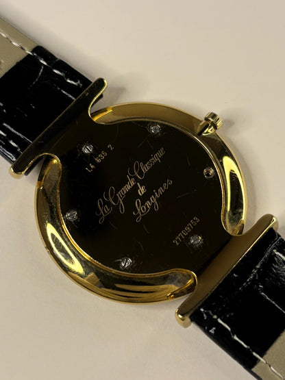 Caseback of Longines La Grande Classique vintage 1991 men’s gold plated quartz watch