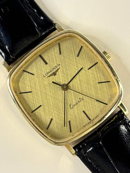 1980s Longines quartz men’s dress watch gold plated case gold dial 6401 L977.2
