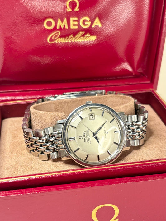OMEGA Constellation ‘Pie-Pan’ *+BOX&PAPERS* Vintage 1960’s Men’s Automatic Date Silver Watch - 168.004