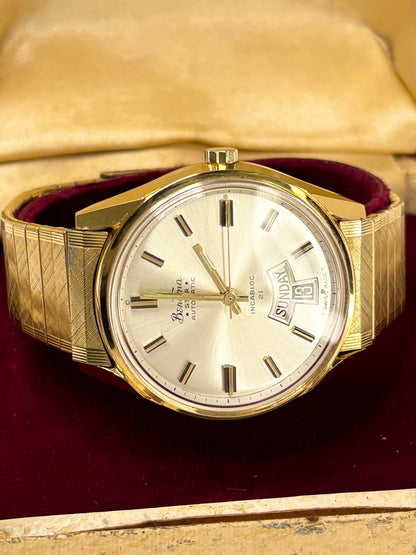 BENTIMA Star Vintage 1970’s *+BOX* Men’s Automatic Day Date Gold Dress Watch