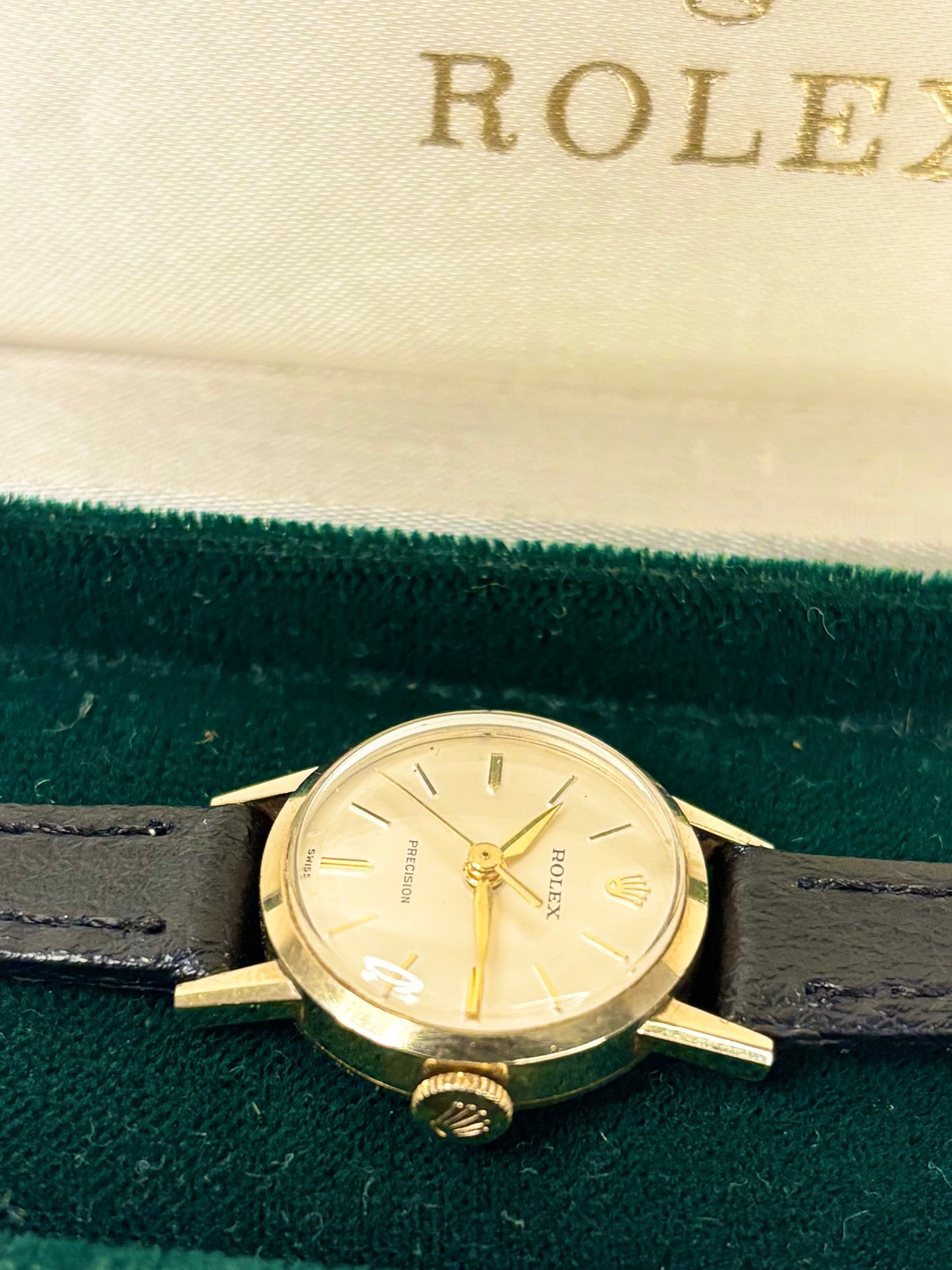 ROLEX Precision 9ct Gold *+BOX* Ladies Vintage 1960s Manual Dress Watch