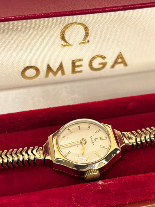 OMEGA Ladies 9ct Gold Vintage *+BOX* 1950’s Manual Cocktail Watch - 77757