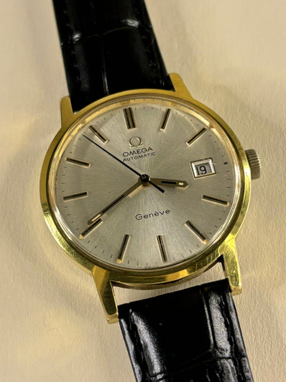 Omega Geneve Automatic 1970’s Vintage Men’s Gold Date Dress Watch - 166.098