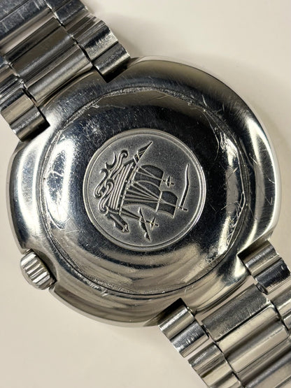 Tissot Ref. 44592 stainless steel 1973 men’s vintage UFO timekeeper caseback view with hallmark details