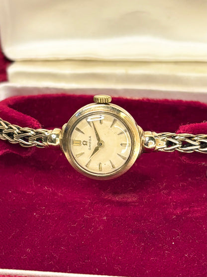 OMEGA 9ct Gold Ladies *+BOX* Vintage 1950’s Manual Cocktail Watch - 77824