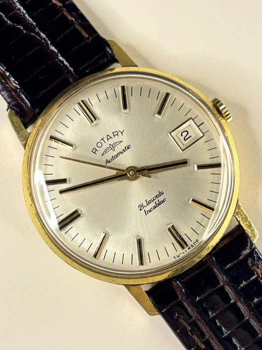 ROTARY Vintage 1970’s Men’s Automatic Date Gold Dress Watch