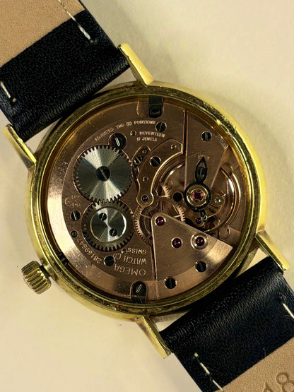 OMEGA Geneve Vintage 1960’s Men’s Black Dial Manual Date Gold Dress Watch - 132.019