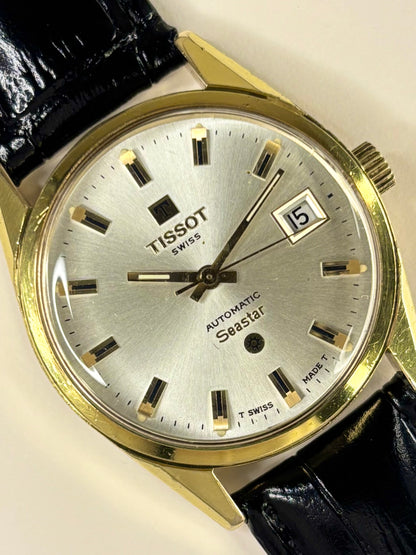 Tissot Seastar Ref. 44543 1973 men’s dress timekeeper with gold plated case, white sunburst dial and calibre 784-2 automatic movement
