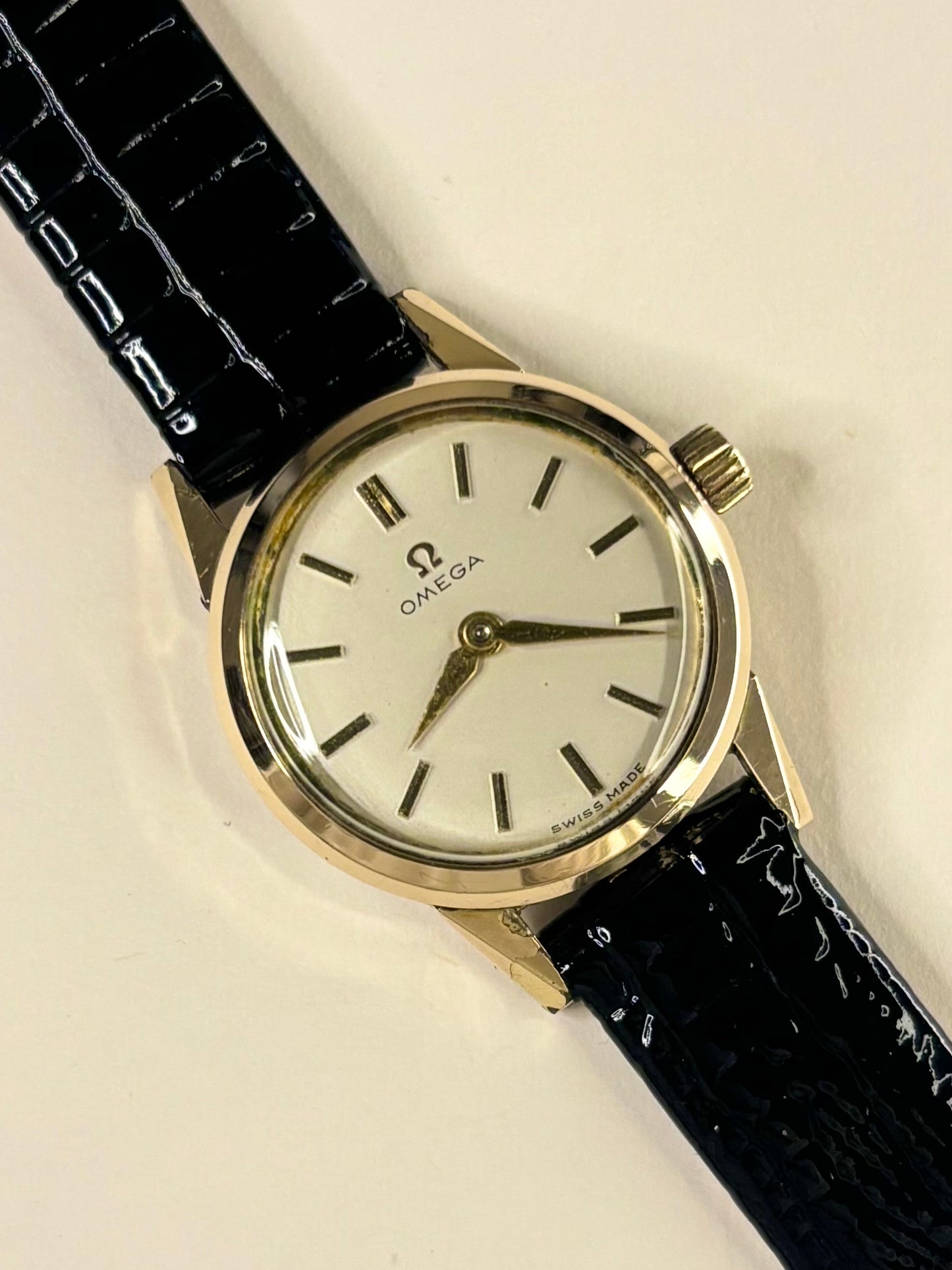 Premium vintage Omega ladies timepiece with gold-plated case and understated dial design, model 2870-4, fitted with Omega calibre 244 manual movement, a classic handmade luxury timekeeper.