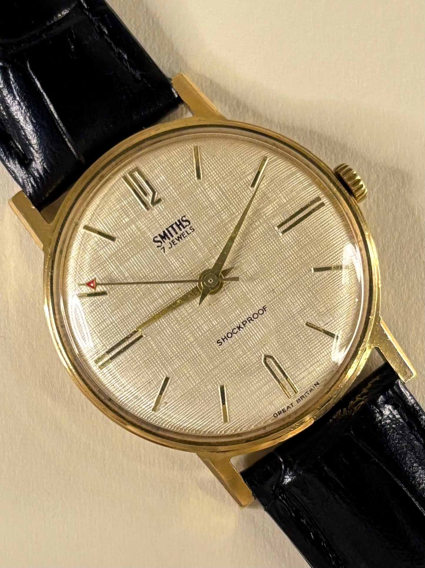 Smiths Linen Dial Vintage 1960’s Men’s Gold Dress Watch