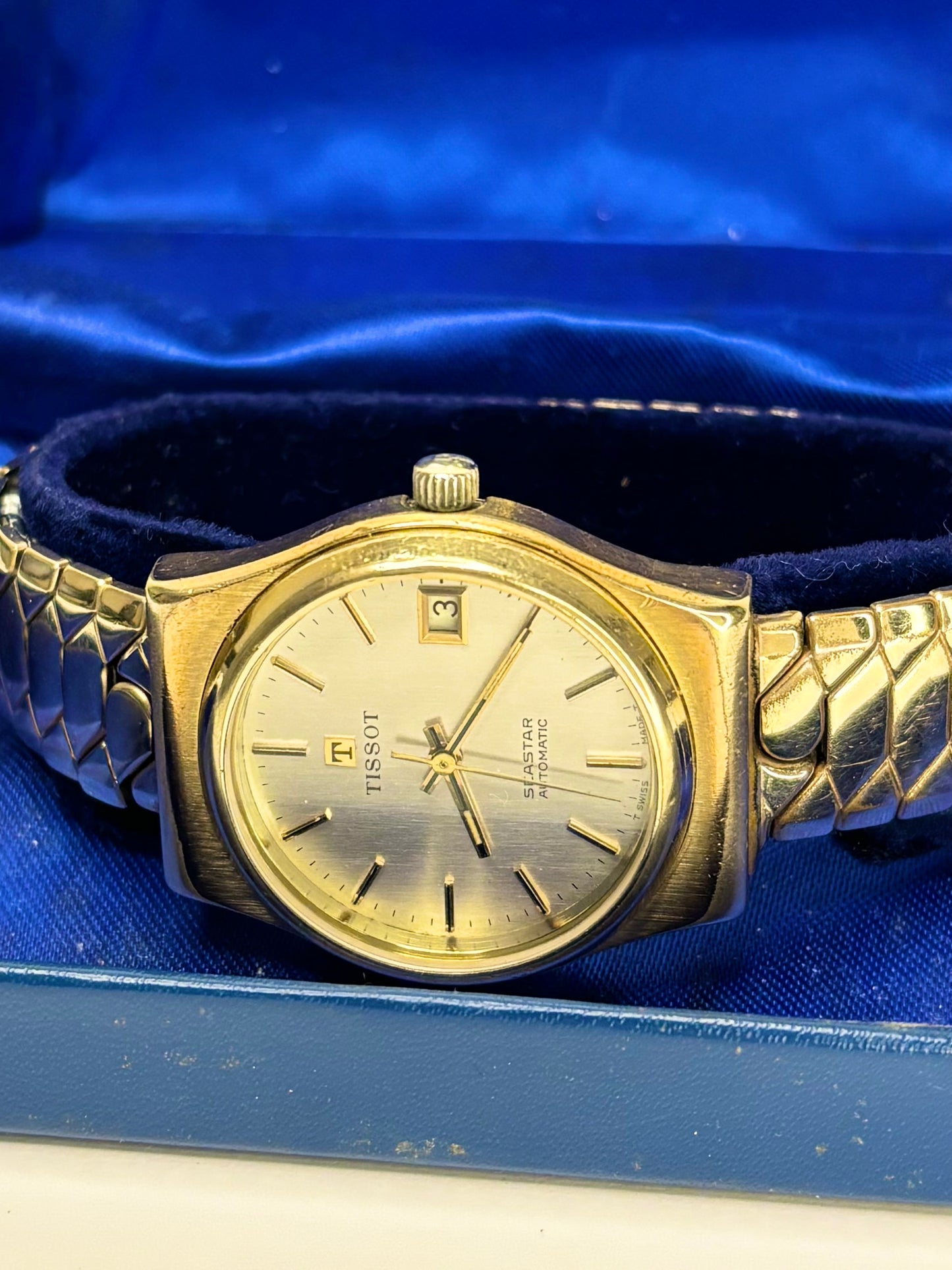 TISSOT Seastar Vintage 1980’s *+BOX&PAPERS* Men’s Automatic Date Gold Watch