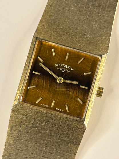 ROTARY Tigers Eye *RARE* Vintage 1970’s Men’s Manual Gold Watch - 945