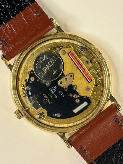 quartz mechanism movement 1432 of Omega De Ville 1989 men’s quartz watch Ref. 196.0312 gold plated
