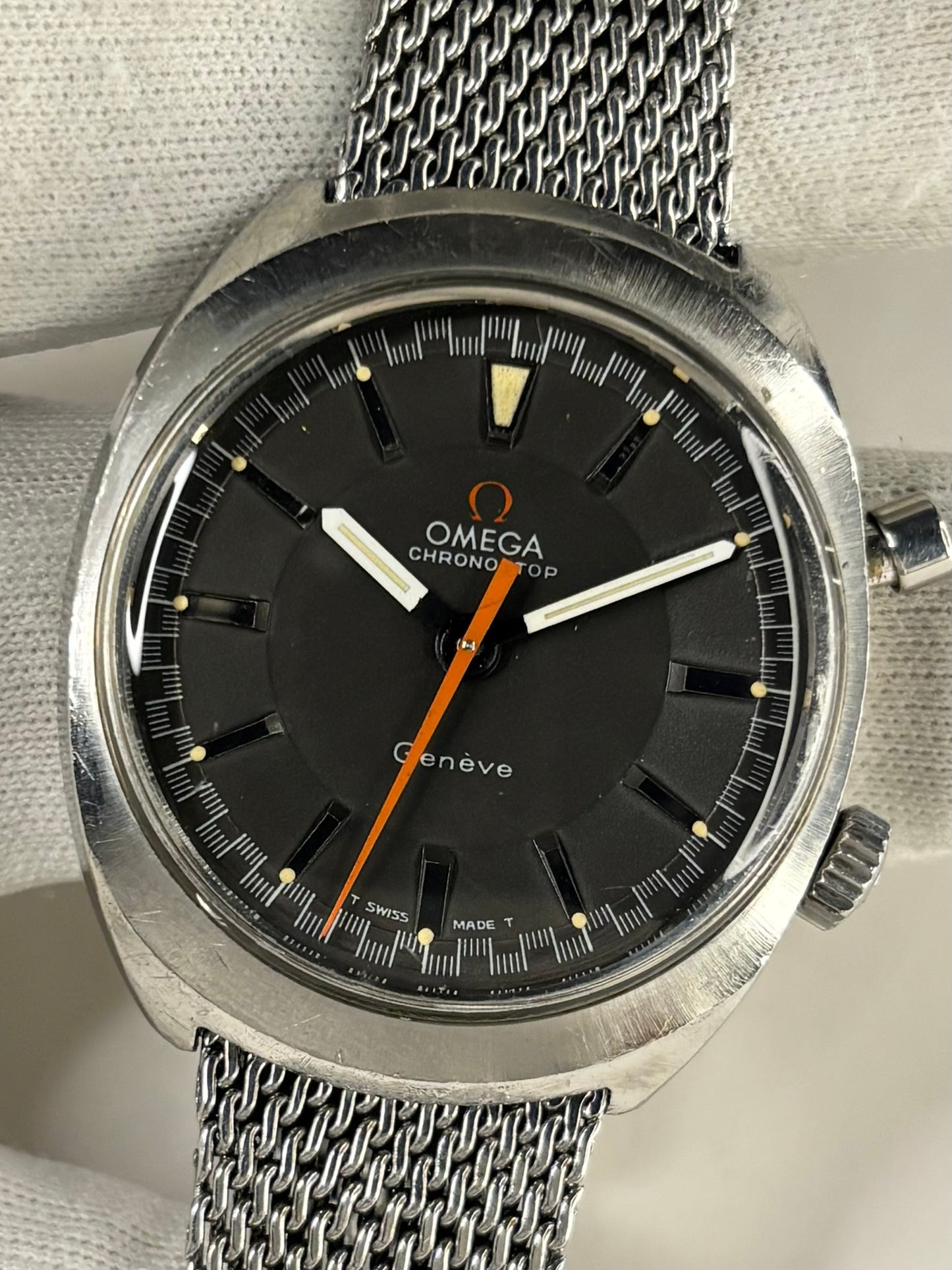 OMEGA Geneve Chronostop *+BOX* Vintage 1960’s Men’s Manual Silver Watch - 145.009