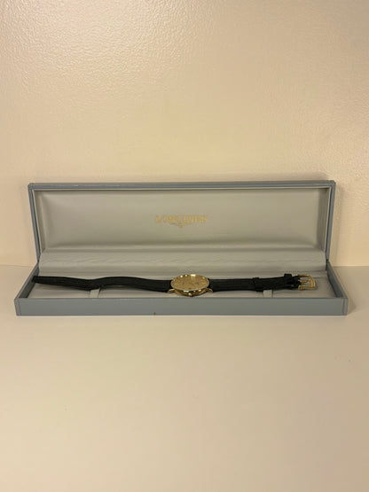 Box of Longines Presence 1993 men’s watch gold dial quartz Cal. 156